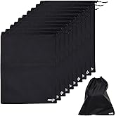 Cosmos 10 Pcs Non-Woven Travel Shoe Bags Shoe Organizer Pouch Storage String Bags with Dual Drawstring Closure for Travel Trip Carrying Packing, 17.5" x 13.5" (Black)