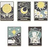 SUNNYCLUE 1 Box Enamel Pins Set Tarot Card Enamel Pins Sun Moon Star Lapel Pin Skull Pin Brooch Halloween Black Cat Daisy Flowers Brooches for Women Men Backpacks Jackets Clothes Hat School Bags Gift