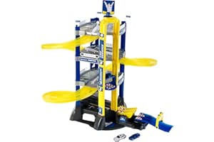Theo Klein 3400 Michelin Service Car Park with 4 Levels I Parking Garage Incl Cars, Seesaw and Jump ramp I Toy for Children from 3 Years