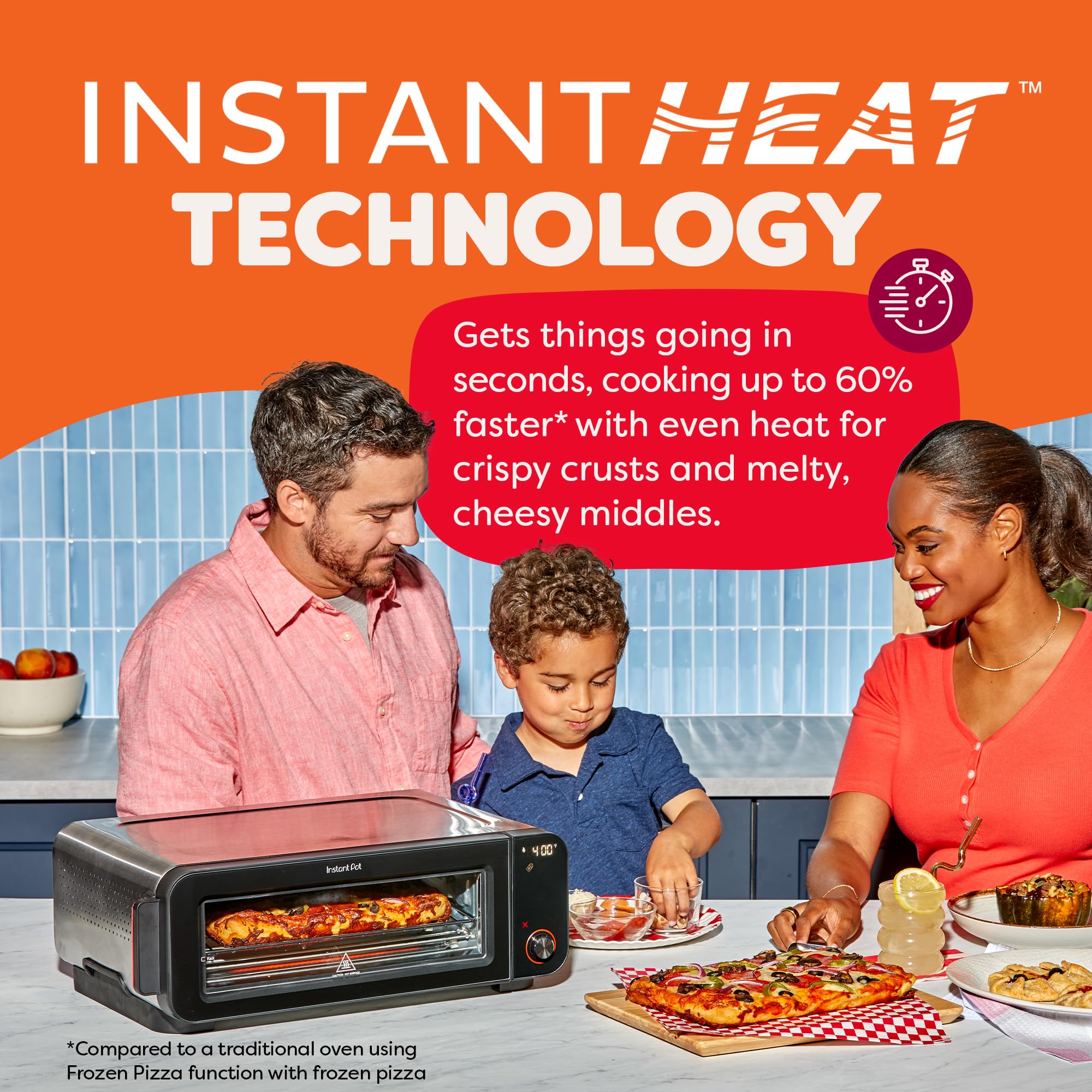 Instant Pot No Preheat Required* 6-in-1 Pizza and Toaster Oven with InstantHeat Technology, Fits a 12