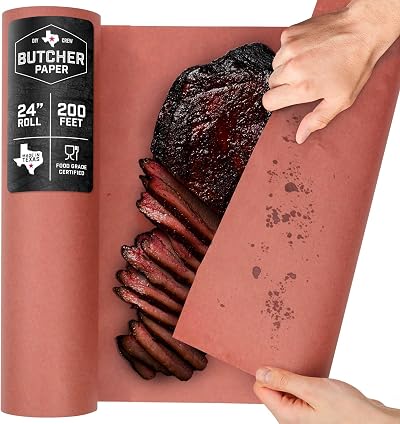 DIY CREW Peach Butcher Paper 24x200 ft USA Made Unwaxed BBQ Smoking Meat Wrap