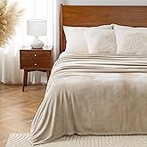 Sushing Luxury Fleece Warm Blanket, Soft Lightweight Velvety Plush Blanket for Sofa and Bed, Cozy Comfy for All Seasons(Grain, 90×90 Inches)