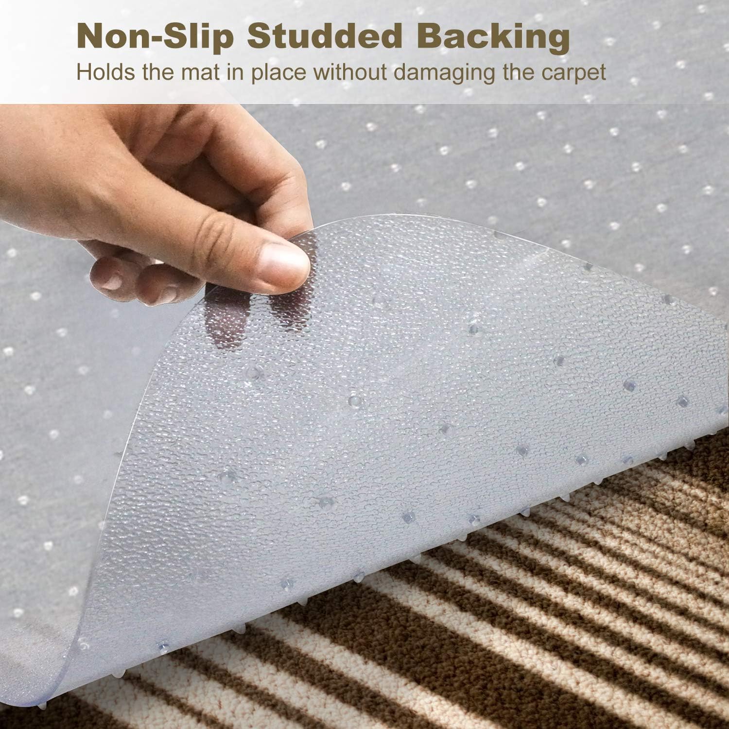 Kuyal Office Chair Mat for Carpets,Transparent Thick and Sturdy Highly Premium Quality Floor Mats for Low, Standard and No Pile Carpeted Floors, with Studs (30" X 48" Rectangle): Kitchen & Dining