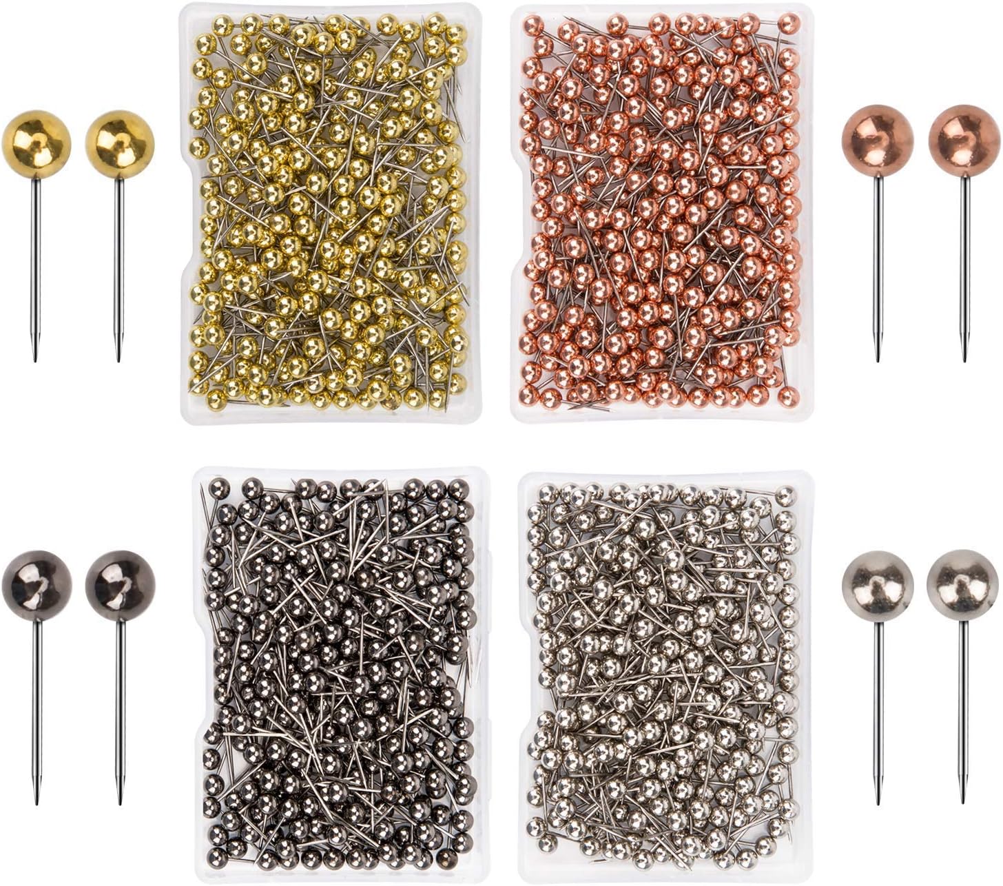 AIEX 1000 Pieces Map Tacks Color Metal Push Pins for World Map Novelty Pastel Cork Board, Fabric Marking