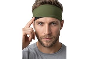 Moisture Wicking Headbands for Men Athletic Sweatbands Elastic Hairband for Running Cycling Workout Solid Color Pullover Spor