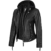 Blingsoul Leather Jacket Women - Real Lambskin Womens Leather Jackets with Detachable Hood