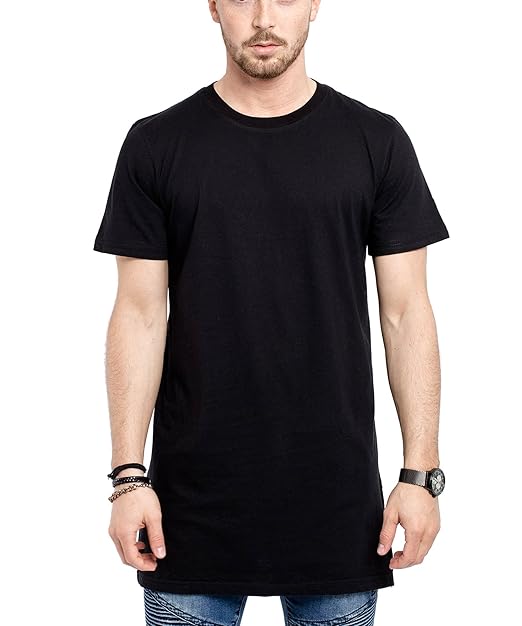 Phoenix Oversize Side Zip T-Shirt Schwarz Herren Longshirt - M
