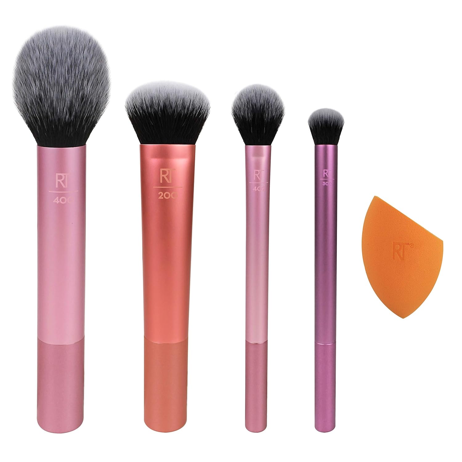 Real Techniques Makeup Brush Set with Sponge Blender for Eyeshadow, Foundation, Blush, and Concealer, Set of 5: Beauty