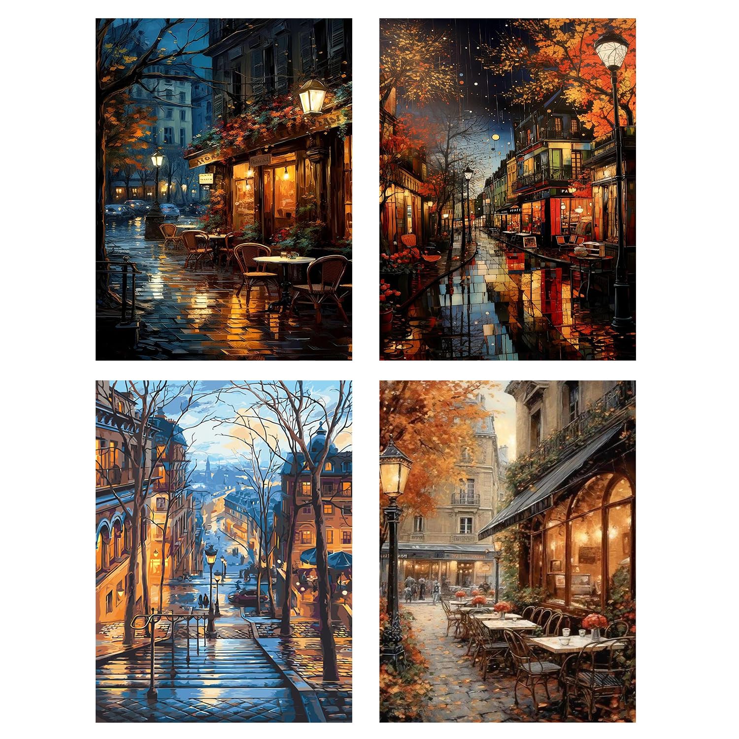 PHANTASYART 4 Pack Paint by Numbers for Adults,Street Painting by Numbers for Adults,Landscape Adult Paint by Numbers Canvas Kits Perfect for Gifts and Home Wall Decor 12x16in — image 1