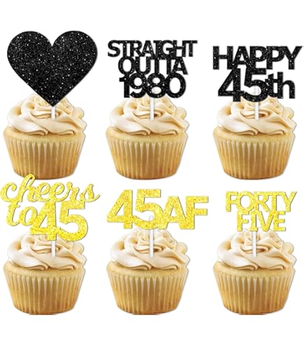 Lot De 24 Décorations De Gâteau Vintage 1979 à Paillettes