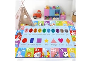 HEBE Kids Play Rug 4'x6' ABC Alphabet Numbers Shapes Educational Kid Area Rug Washable Baby Crawling Mat Non Slip Kid Play Mat Carpet for Girl Boy Bedroom Playroom