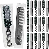 Gisdo 100 Pcs Hair Brush Combs Set in Bulk for Homeless Individually Wrapped, Bulk Hair Brushes 50 and 7 inch Hair Combs 50 for Women Kids Hotel Homeless Charity (Black)