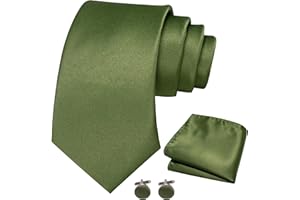 JEMYGINS Solid Color Tie and Pocket Square with Cufflinks Set for Men