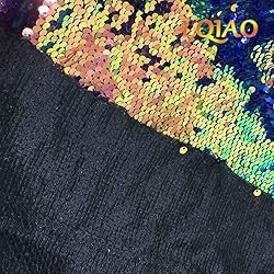 LQIAO Fluorescence Gold Sequin Fabric Flip Up