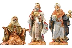 Fontanini by Roman Inc., 3 Piece King Set, 5" Three Kings Collection, Nativity Figure and Accessories, Hand Sculpted and Painted