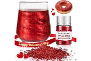 SUGARZY Valentine Edible Red Glitter for Drinks,Food Grade10g,Valentine's Day Red Sprinkles Cake Decorating,Edible Luster Dust for Cocktail Beverages,Food Coloring Shimmer Powder for Baking,Cake Cupcakes Cookies Drinks Candy Strawberries Decorations,Holidays,Easter Women's Mother's Birthday Party Supplies