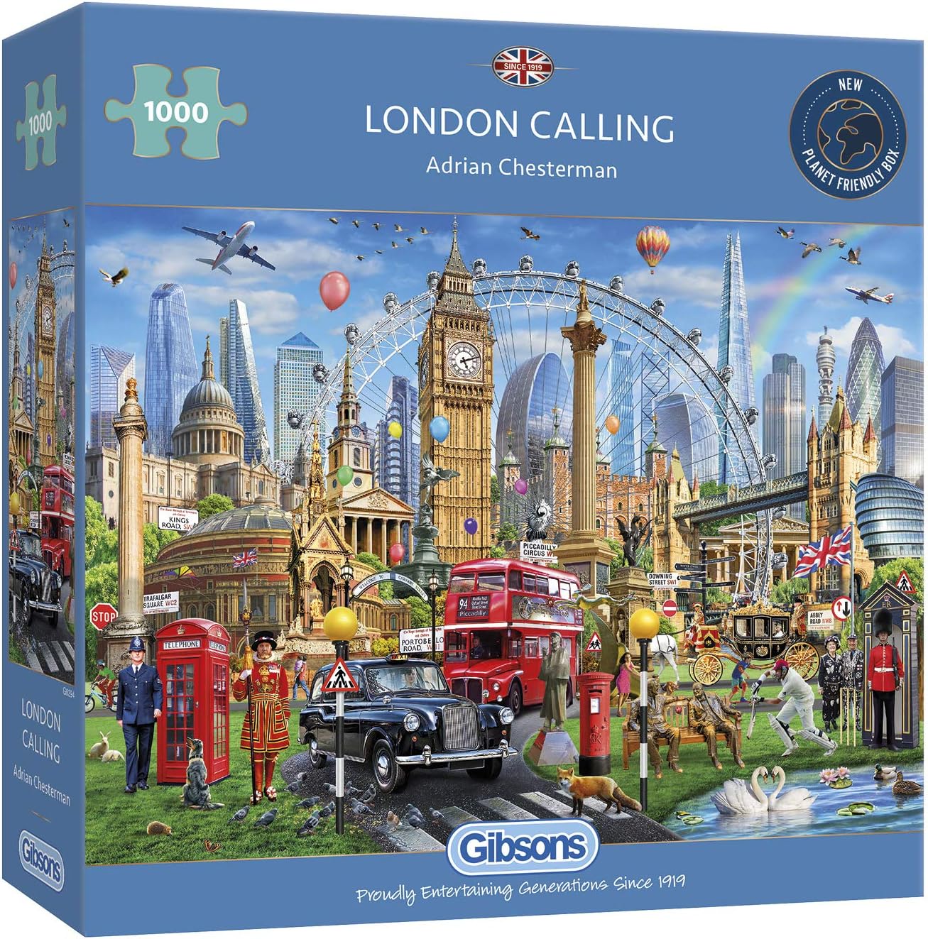 Gibsons London Calling 1000 Piece Jigsaw Puzzle for Adults, Iconic London Landmarks by Adrian Chesterman