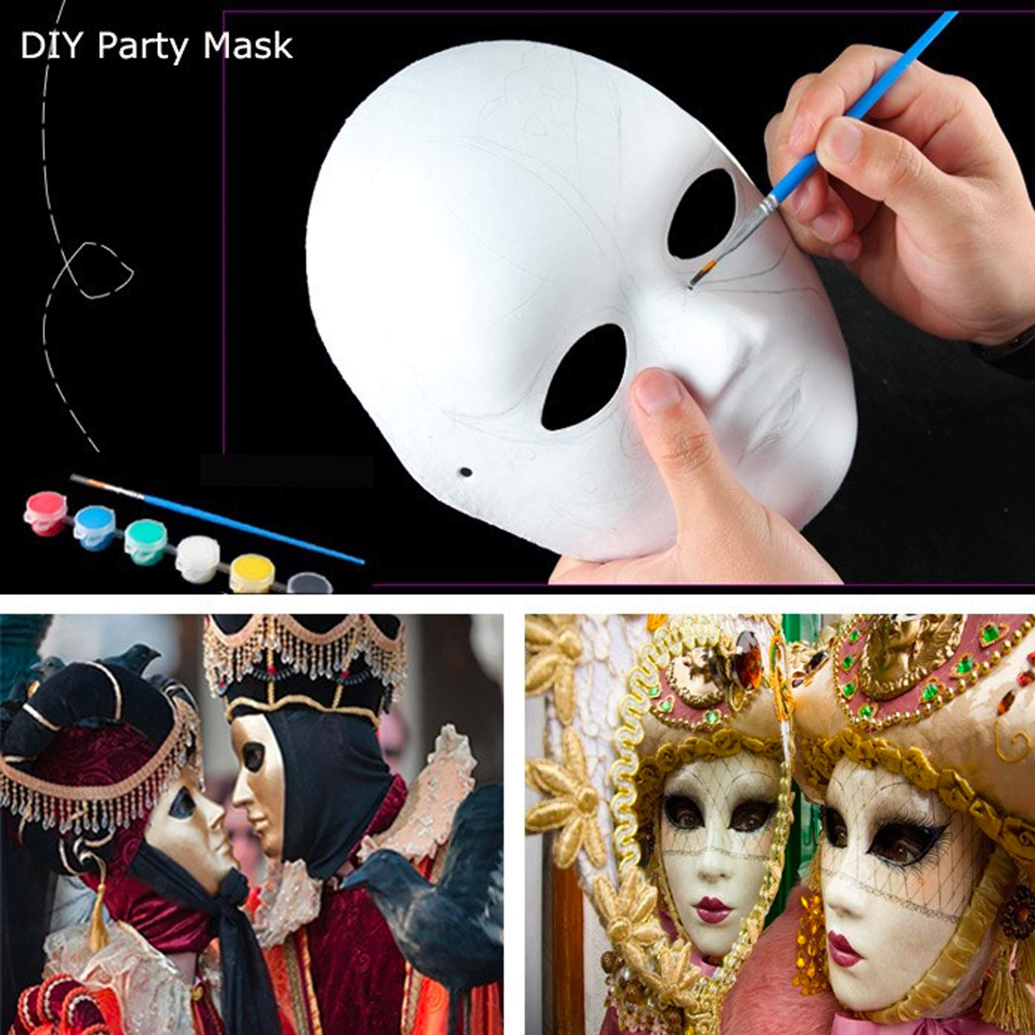 CALPALMY 14&30 Packs Paper Mache Mask - 2 Sizes for Artistic Projects, Theater, Halloween, Masquerade Parties, Classroom Art