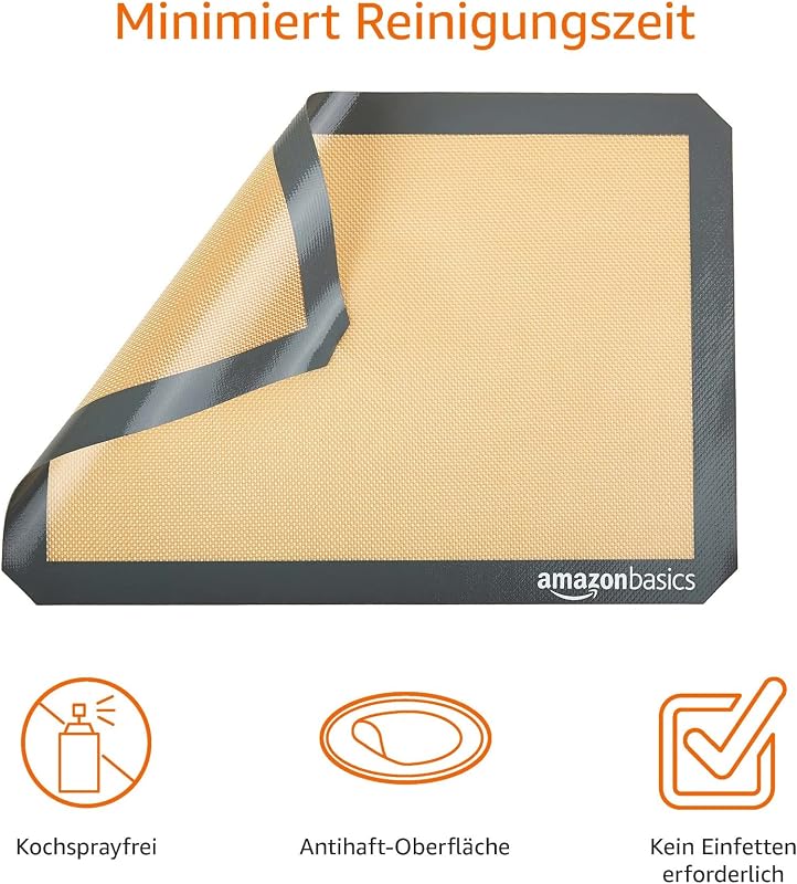 Rechteckig Backmatte, Silikon, 2 Stück, 29.5cm x 42.0cm, Beige/Grau — Foto 3 von 7