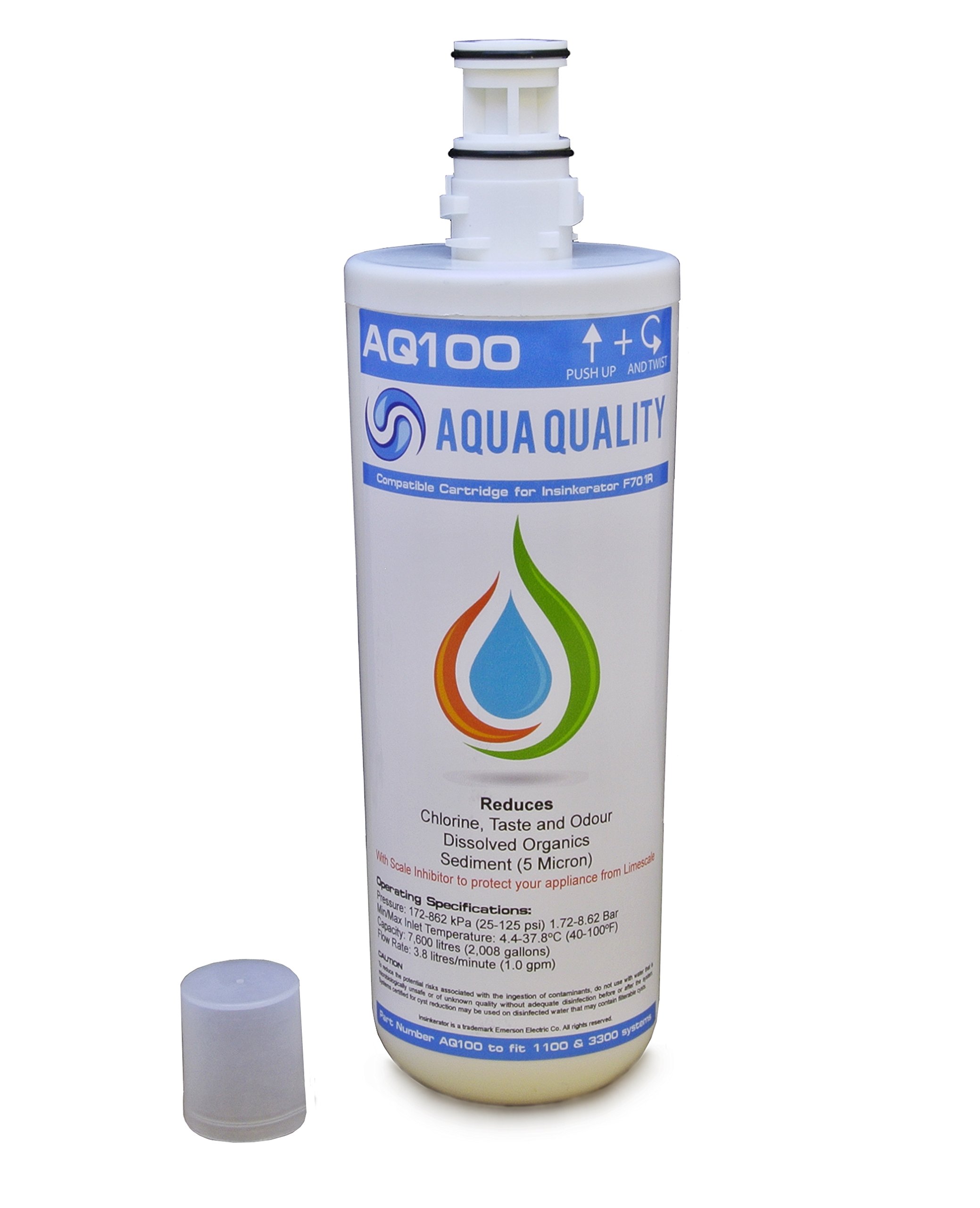 Aqua Quality AQ100 Water Filter Cartridge Compatible with InSinkErator F-701R and F-201R Hard Water Filter to fit ISE Instant Boiling Hot Tap Systems using the Neo Tank with A1 or A3 Head