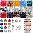 Bead bracelet making kit,Beads for Jewelry Making Bulk Mixed 471pc Healing Bead Rock Loose Nature Stone Gemstone for DIY Bracelet Necklace Essential Oil