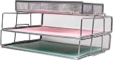 EXERZ Paper Sorters 2pcs with Accessory Tray Desk Organiser Mesh Metal 2 Layer