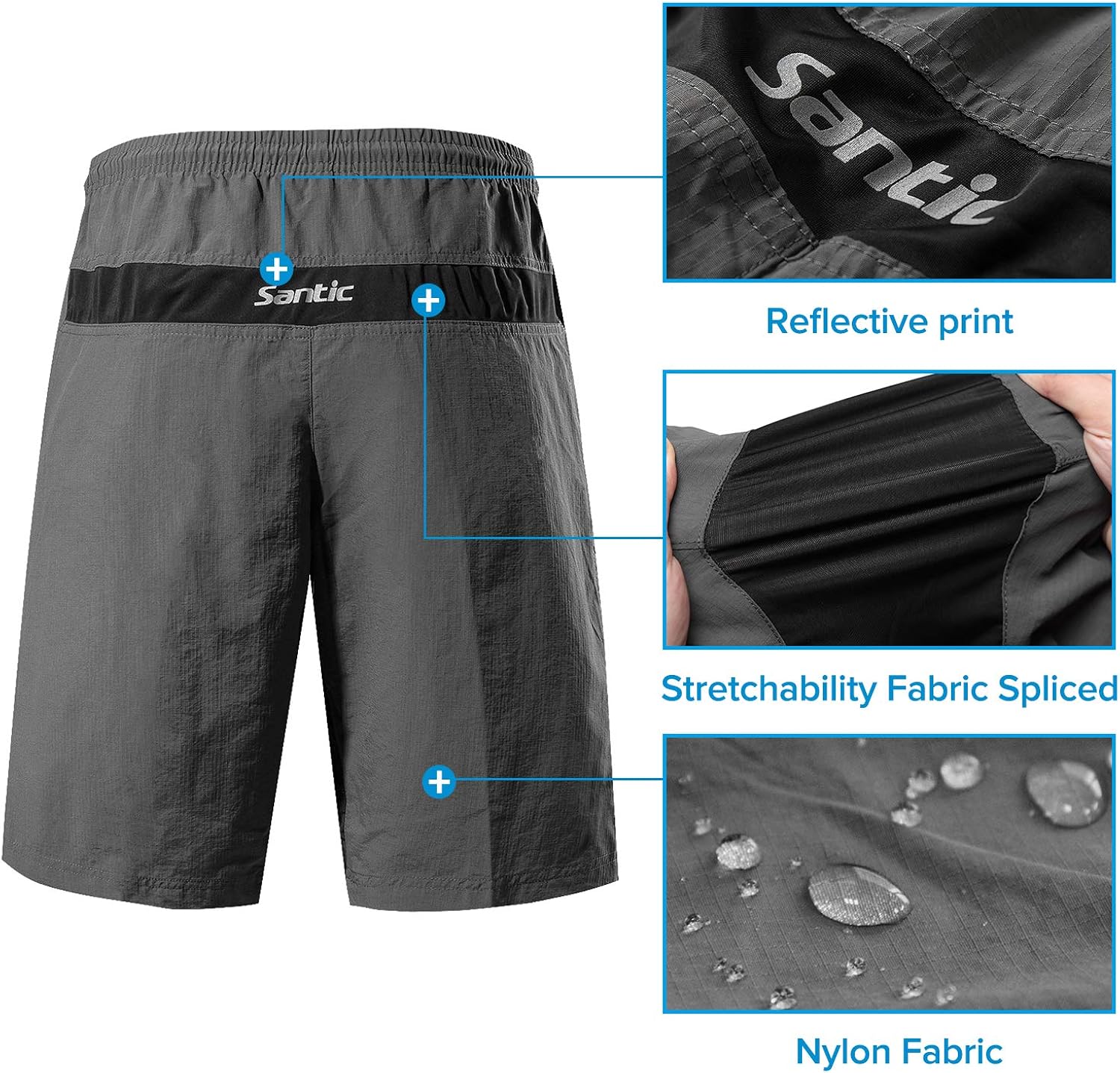 Santic Men's Loose-fit Mountain Bike Shorts Coolmax Lightweight Cycling MTB Shorts: Clothing