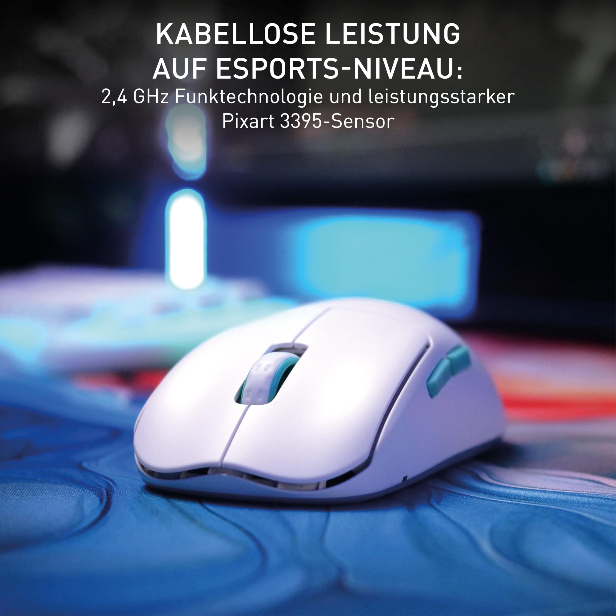 CHERRY XTRFY M68 Wireless, Ultraleichte Kabellose Gaming-Maus, 2,4 GHz Funk, Optimiert für esports, Symmetrische Form mit Besonders Niedriger Front, Weiß 4