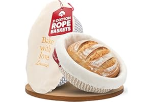Banneton Bread Proofing Basket Set, Oval & Round Cotton Rope Proofing Baskets with Liners & Covers | Sourdough Banneton Baske