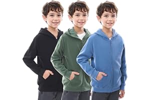 WHITE PEAK TRADING COMPANY Boys Zip Up Hoodie Sweatshirt, 3 Pack Fleece Essentials Hoodies for Boys Kids Youth 6-20