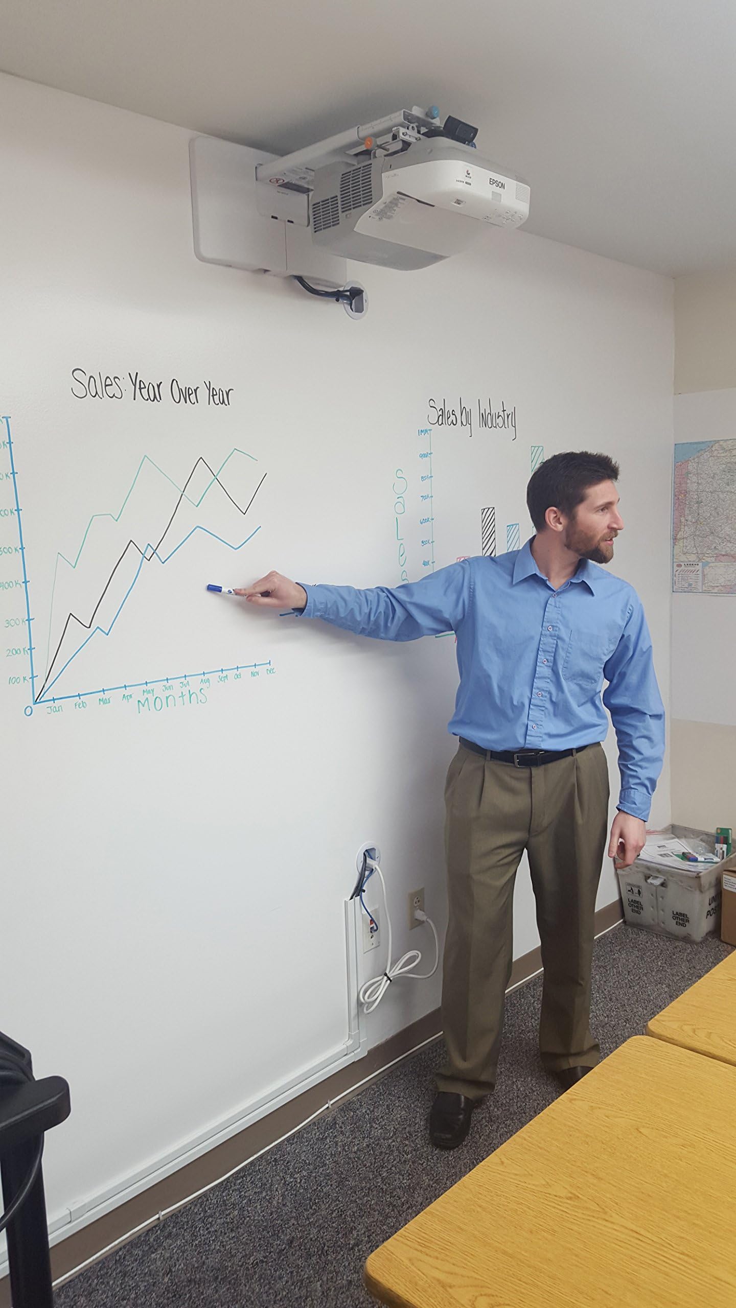 EveraseDry Erase Wallcovering (50 ft. x 60”) – Customizable Erasable Surface, High Gloss, Nonwoven Backing | Easy Erase, Permanent Marker Compatible for Offices, Classrooms & Home