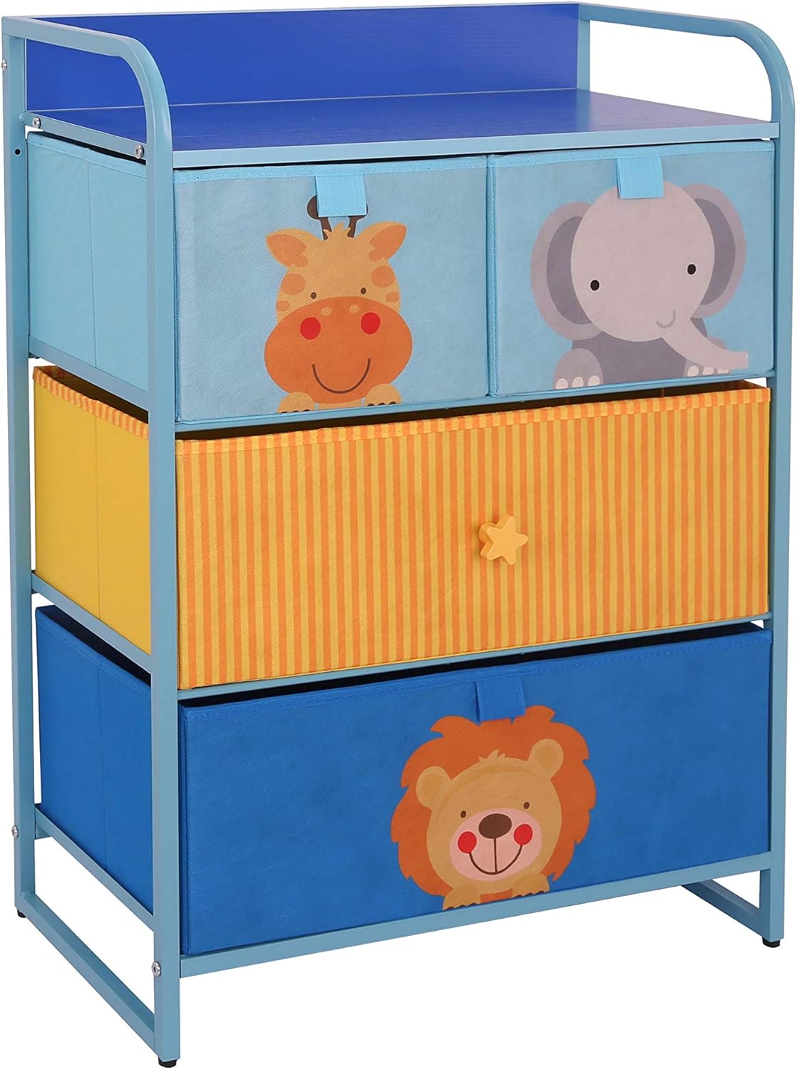 MY LUNA HOME Kids Dresser with 4 Drawers – Nursery Storage & Organizer Furniture for Children, Toddler, Baby– Heavy Duty, Soft & Easy Pull Fabric Bins for Toys, Clothes, Playroom & Bedroom - Blue: Kitchen & Dining