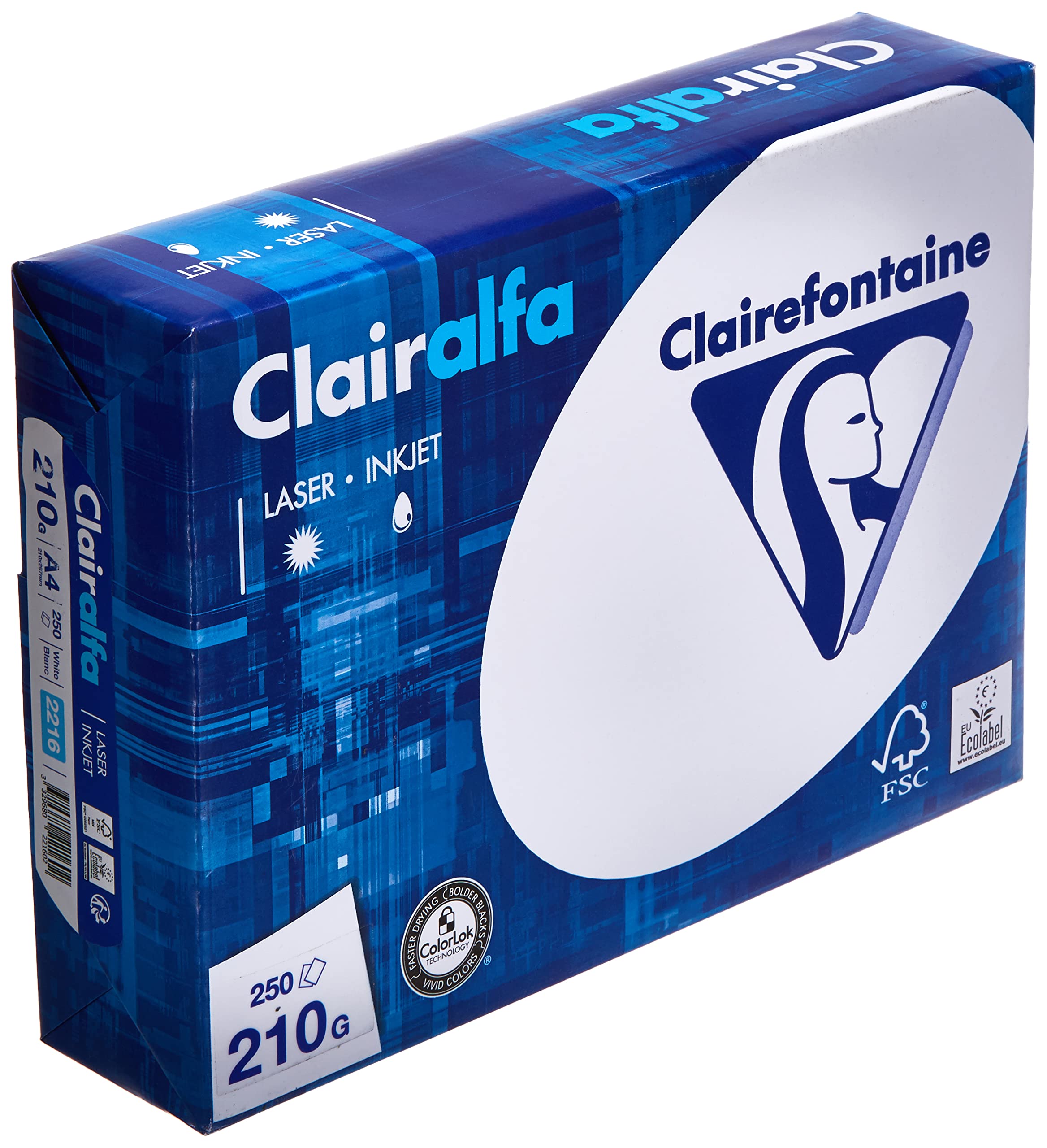 Clairefontaine Clairalfa – Ream of Paper/Card Stock, 250 Sheets, A4, 21 x 29.7 cm – Ultra White