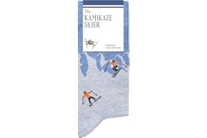 THE ATHLETIC GENT The Kamikaze Skier Socks – Funny Ski Socks - Funny Gifts for Men – 1 x Pair, Size 8-13, Blue & Grey - Fun Gifts for Ski Lovers