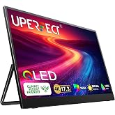 UPERFECT 17.3'' 4K Portable Monitor QLED, 600 Nits 150% sRGB 3840*2160 UHD | Dual Speakers Eye Care Travel Monitor, 2 Fully Functional Type-C Port &amp; MINI HDMI for Laptop PC Phone, VESA &amp; Stand