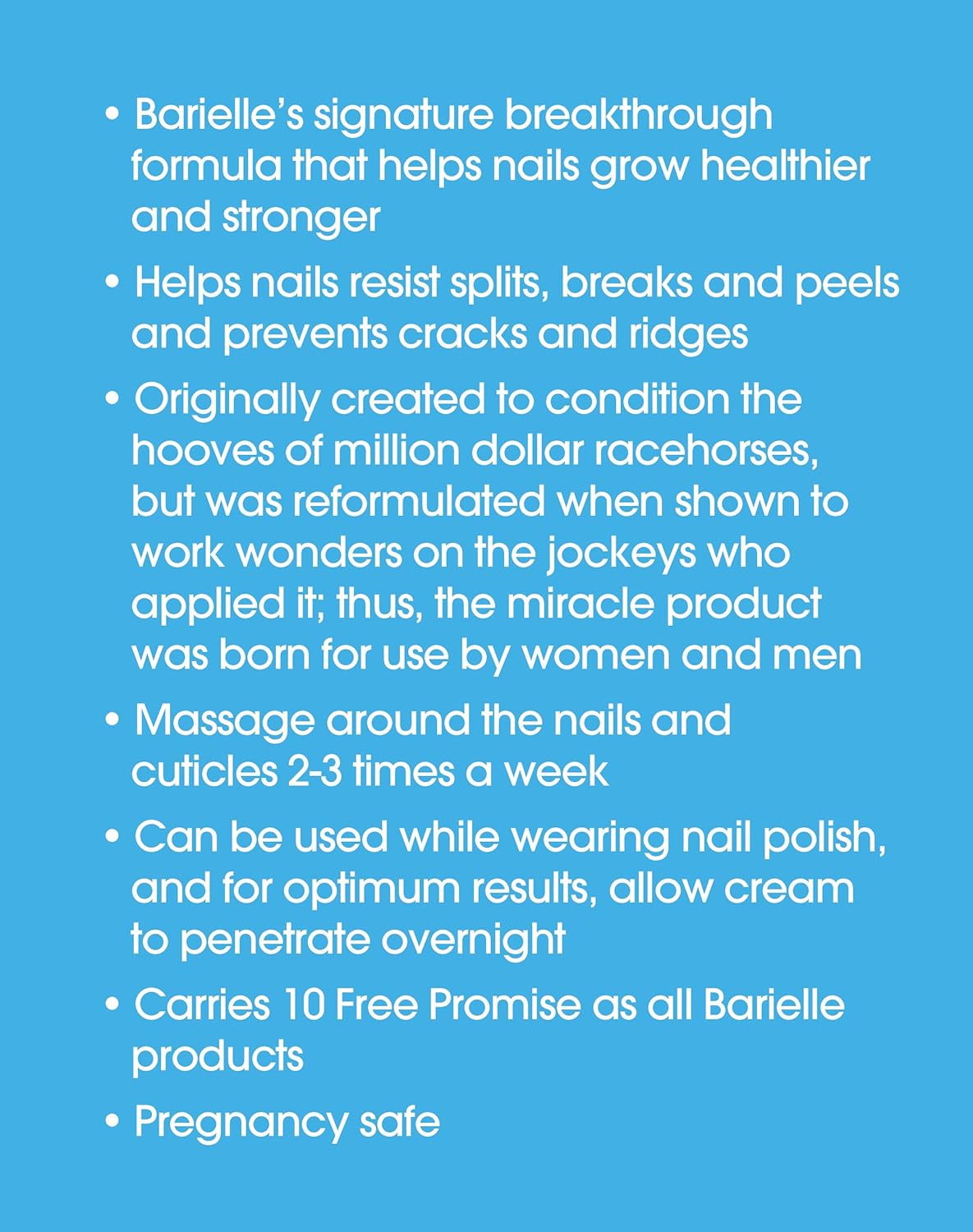 Barielle Nail Strengthener Cream Helps Improve Nail Growth.For Healthier and Stronger Nails. Prevents Splitting Cracks and Ridges. Resists Splits Peels and Breaks.Can Be Used with Nail Polish. 1 Ounce : Nail Strengthening Products : Beauty
