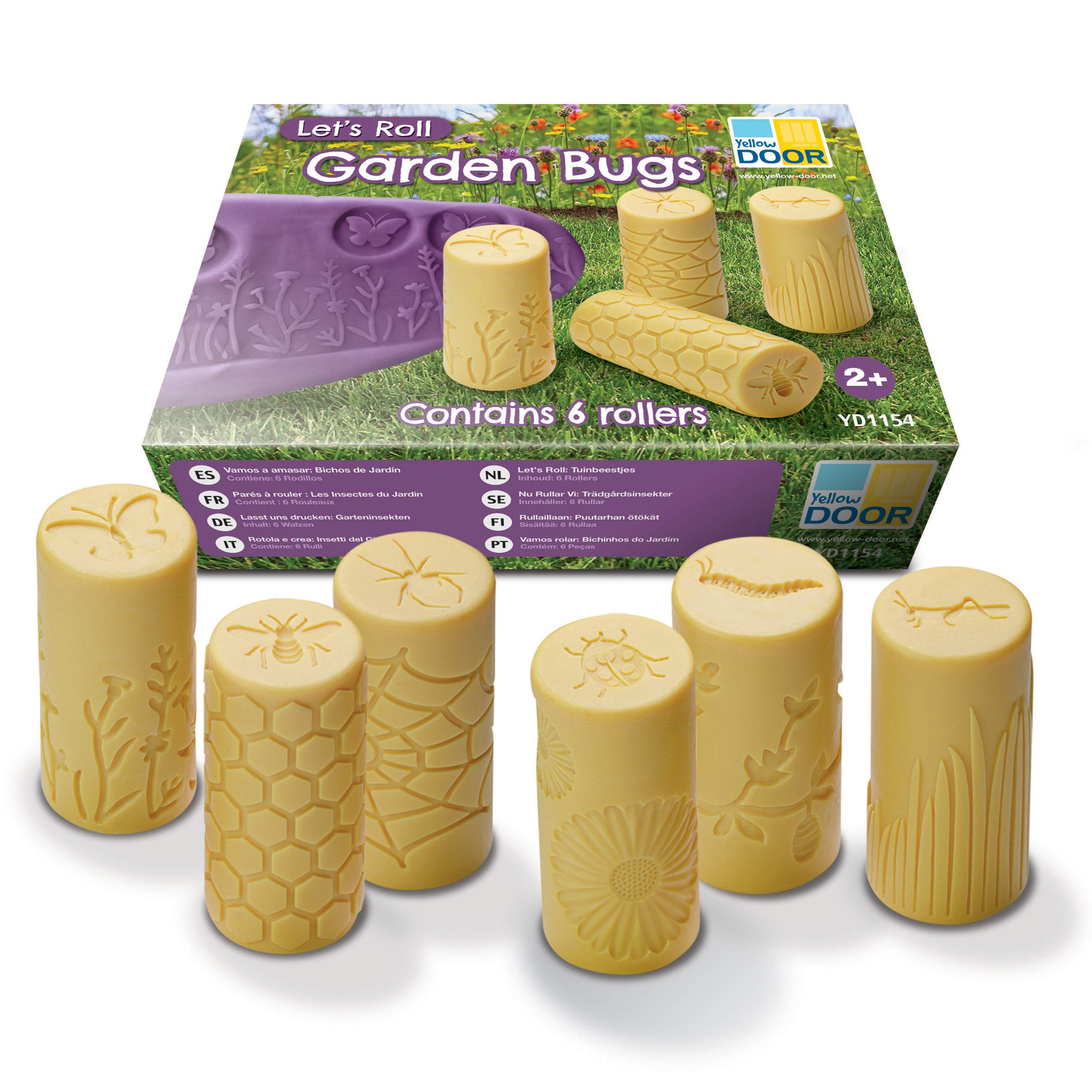 Yellow Door Let’s Roll Garden Bugs | Set of Six Insect Minibeast Playdough Rollers | Early Educational Learning | Fine Motor Skills |Stamp and Roll in Playdough or Sand | Durable Outdoor Learning Toys