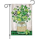 Louise Maelys St Patricks Day Garden Flag Lucky Shamrock Heart 12x18 Inch Double Sided Small Burlap Welcome Spring Holiday Yard Outdoor Sign House Decoration