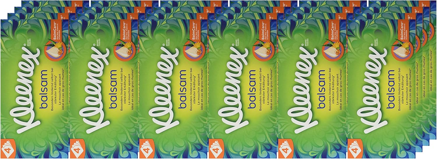 Kleenex Balm Tissues 4 Ply Ideal for Colds and Allergies 24 Packs 60 Wipes Storage Pack, Red, 1440 count (Pack of 1) - Image 5