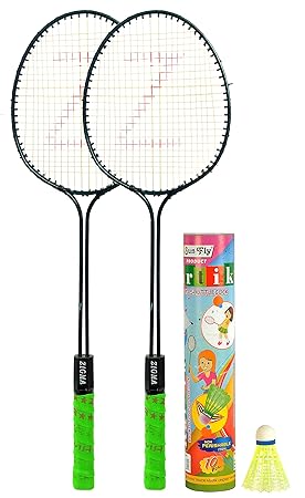 Klapp Zigma Badminton Set; Pack of Two Badminton Set with 10 Pcs Shuttlecock With Cover