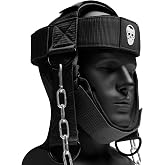 Gymreapers Neck Harness Weight Lifting - Neck Trainer Workout Equipment - Heavy Duty Stainless Steel Chain, Adjustable Neoprene Head Strap, Exercise Equipment for Strength &amp; Pain Relief
