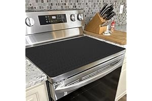 MEE 2OU Stove Top Covers For Electric Stove - Silicone Glass Top Stove Cover Protector - Heat Resistant Electric Stove Cover - 28 X 20 Large Waterproof Flat Oven Mat For Kitchen Induction Cooker, Black