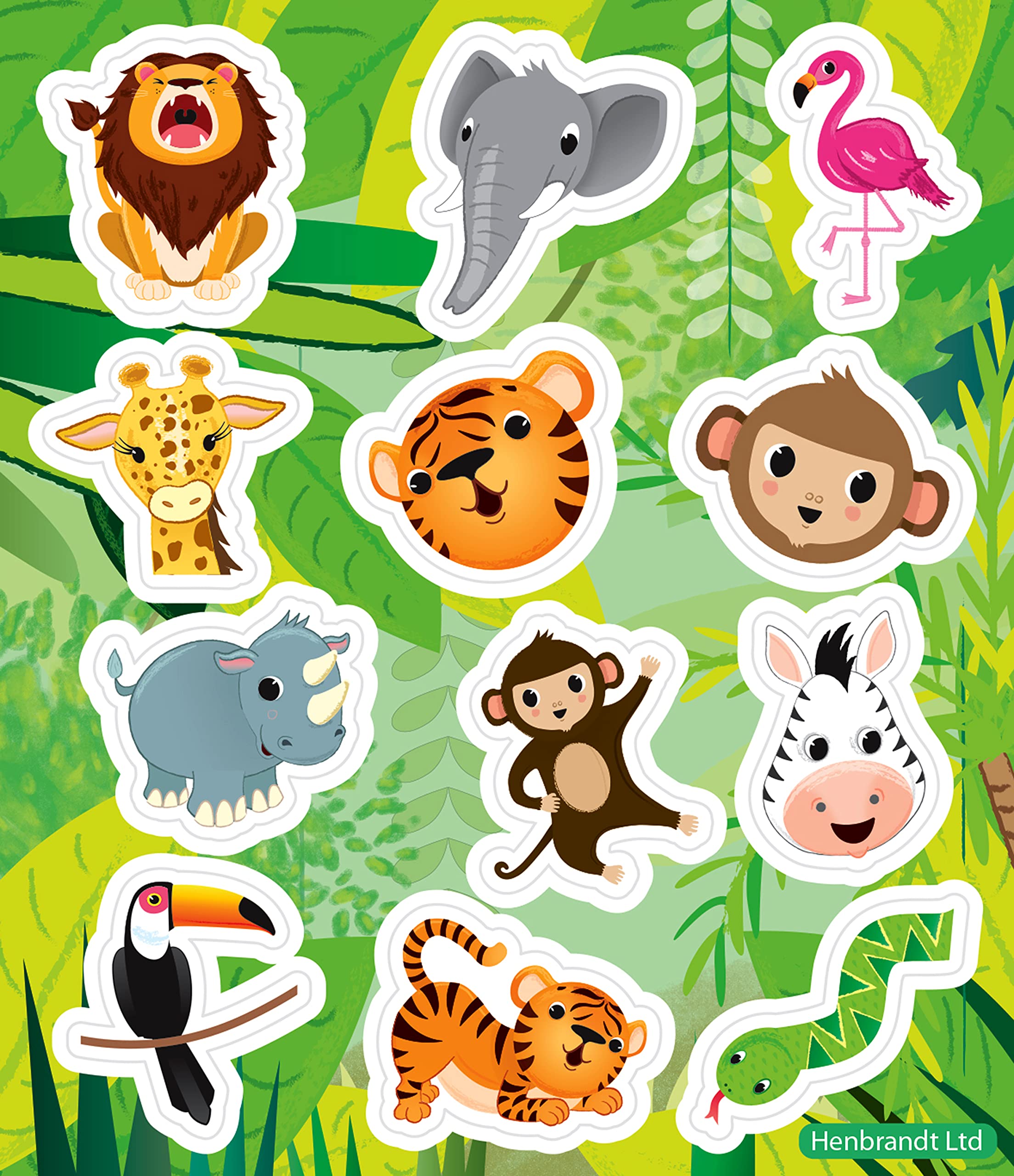 Henbrandt 24 Sheets of 12 JUNGLE STICKERS