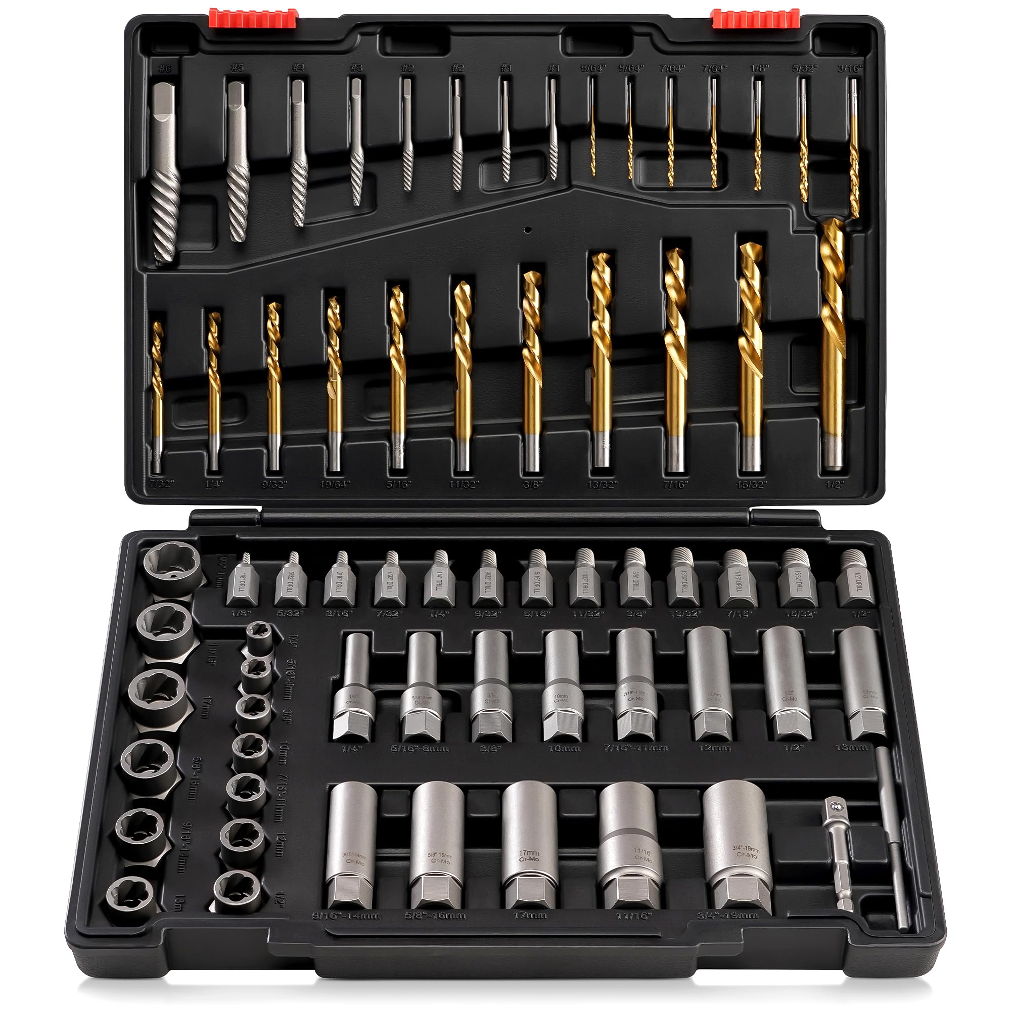 Photo 1 of Kolvoii Screw Extractor Set & Bolt Extractor Set, Broken Screw Extractor Kit, Stripped Lug Nut Remover Set, 67 PCS Easy Out Bolt Extractor Kit for Rusted, Rounded, Frozen Damaged Nuts, Screws, Bolts