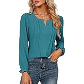 Blooming Jelly Womens Tops Dressy Casual Long Sleeve Shirts V Neck Chiffon Blouses Fall Outfits for Women 2025