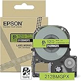 Epson LABELWORKS 212BMGPX Genuine PET (Polyester) Tape Cartridge - Black on Matte Green Designer Craft Label Maker Tape - 1/2" (12MM) Wide, 26'
