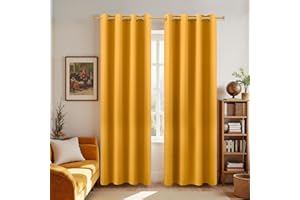 KOUFALL Yellow Mid Century Modern Curtains,Blackout Grommet Vintage Boho 50s 60s 70s Retro Curtains for Living Room Bedroom 84 Inches Long 2 Panels Set Light Sunflower