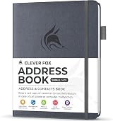 Clever Fox Address Book PU Leather with Alphabetical Tabs 10.5x14cm Silver Black