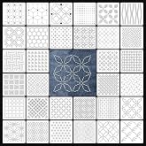 Eikovia 32 Piece Sashiko Stencil Kit 5.1 x 5.1 Inch PET Templates | Reusable Plastic Sashiko Templates and Embroidery Stencils for Quilting Stitching Pattern Tracing and Sewing Crafts