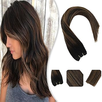Amazon Com Youngsee 18inch Weft Human Hair Extensions Natural